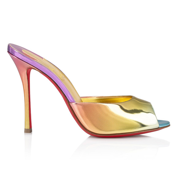 Christian Louboutin Me Dolly 100 Boreal Gold Backless Sandal Mule Heel Pump 37 - Picture 3 of 16